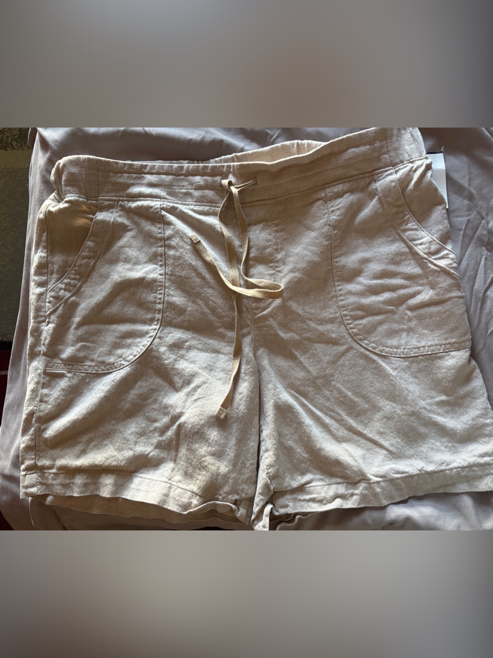Talbots Casual Drawstring Linen-Blend Shorts in Light Beige